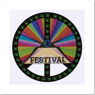 Music Festival Peace Symbol with Drum kit overlay Posters and Art